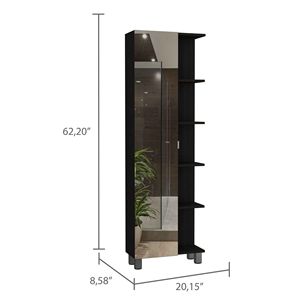 Mobiletto porta biancheria a 5 ripiani in Wengue Nero con Specchio - Eleganti Mensole da Bagno - Product Image 5