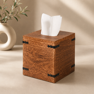 Acacia Wooden Tissue Box Cover <b>Rustic</b> Handmade Square Napkin Holder Durable Decorative Storage Case Home <b>Office</b> Bathroom Decor - Product Image 1