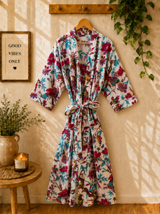 Al por Mayor, Bata Kimono 100% Algodón para Mujer |   Kimono Hecho a Mano con Estampado de Bloques |   Logotipo Personalizado |   OEM ODM |   Fabricante de Jaipur - Product Image 4
