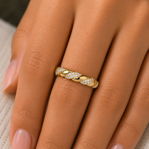 Anillo de eternidad de oro puro de 14 quilates con diamante cultivado en laboratorio de corte brillante redondo personalizado, anillo de boda con diseño de cuerda trenzada, anillo de aniversario para mujer - Product Image 2