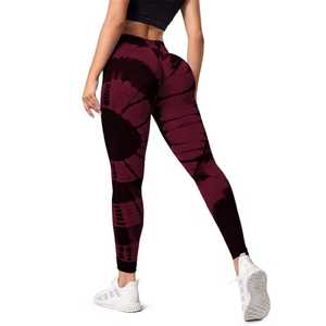 High Waist Full-Length Yoga Leggings Tie-Dye Print Four-Way Stretch Spandex Polyester Ruched Butt Design - Product Image 5