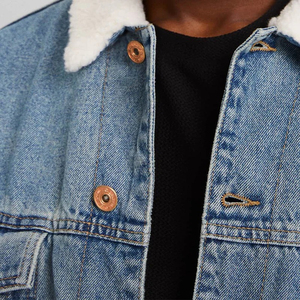 High Quality Men's Winter <b>Denim</b> <b>Jacket</b> <b>Custom</b> Made Breathable Pockets Decoration Front Logo Casual Style Factory Price - Product Image 4