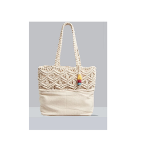 Sac de plage naturel au design classique, sac à main en macramé, sac seau en paille, style panier mignon pour accessoires de mode - Product Image 4