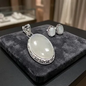 Sterling Silver rainbow Moonstone Silver Jewelry Sets Trendy Gemstone Natural Minimalist Unique Artisan Charm at wholesale price - Product Image 5