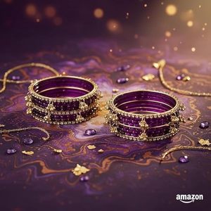 Bright Blue <b>Gold</b> Plated Trendy Glass Kashmiri <b>Bangles</b> with Pearl Detailing for Wedding & Traditional Wear at Wholesale Price - Product Image 2