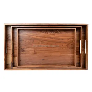 Nueva bandeja de servicio de madera de moda con mango decorativo, accesorios rectangulares para fiestas de boda, accesorios para el hogar - Product Image 1