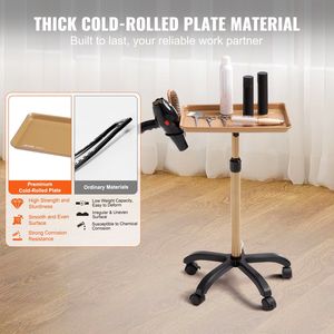 Carrello da Salone a 5 Ruote con Altezza Regolabile, Vassoio in Lamiera Laminata a Freddo da 30'-43' con 2 Ruote Bloccabili per SPA - Product Image 4