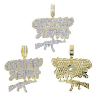 Nuevo Collar con Colgante de Letra Certificada Steppa Gun, con Incrustaciones de Moissanita, Chapado en Dos Tonos, Joyería Hip Hop de Lujo para Hombre - Product Image 4