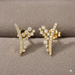 Ensemble de boucles d'oreilles en or massif 10 carats avec diamants de laboratoire sur mesure, design de luxe, bijoux tendance pour femmes, à porter au quotidien, pour mariage, fête, cadeau - Product Image 1