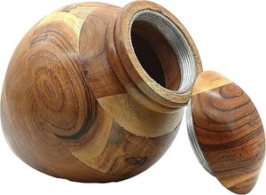 Urna de madera estilo vintage, recipiente de madera simétrico, urna pulida lisa, cuerpo curvo, urna conmemorativa, acabado natural - Product Image 5