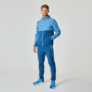 Conjunto Deportivo para Hombre en Azul con Bloques de Color, Chaqueta con Capucha y Cierre Completo, Pantalones Ligeros de Poliéster, Corte Regular, para Primavera - Product Image 1