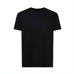 เสื้อยืดคอกลมสีดำแขนสั้นสำหรับผู้ชาย ผ้าฝ้าย 100% เนื้อผ้าพื้นฐาน 180 GSM ระบายอากาศได้ดี ขายส่ง OEM เสื้อผ้าสั่งทำสำหรับแบรนด์ - Product Image 3