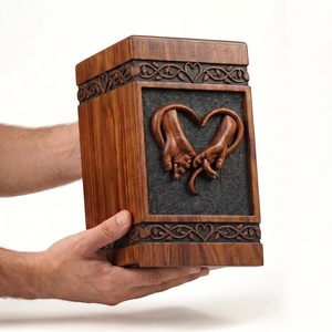 Hand Hand Heart Carved Wooden Urn for Human Pet Baby Ashes Eternal Love <b>Memorial</b> <b>Box</b> Handcrafted Solid Wood Eco-Friendly Durable - Product Image 1