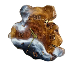 Horloge murale en bois d'acacia et résine époxy, style rivière, personnalisée, pour la décoration intérieure - Product Image 4