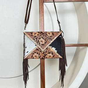 Manufacturer New Arrival Hot Selling Hand Tooled Leather Fashion Western Handbags Custom Luxury Designer Fringe Purse for Women - Product Image 4