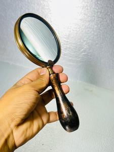 4'' Handmade Durable Brass Magnifying Glass Brown Finish Wooden Handle Modern Style OLD WORLD TREASURE HANDICRAFTS Model MG-090 - Product Image 2