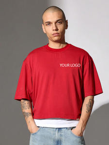 Camisetas de Hombre con Corte Cuadrado y Logotipo Personalizado, 100% Algodón, Hombros Caídos, Cuello Acanalado, Estilo Urbano, Manga Corta, Texto y Gráficos Personalizados - Product Image 1