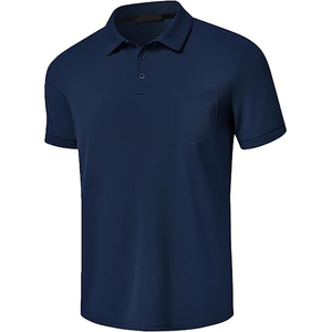 Polo personnalisé pour homme, haute qualité, manches courtes, en tissu tricoté, XL, anti-plis, couleur unie foncée, pour le golf - Product Image 1