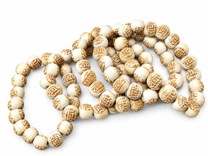 Cuentas de madera Radha Krishna talladas a mano, cuentas de oración espirituales indias, pulsera elástica de madera Tulsi para mujer, regalo de yoga - Product Image 3