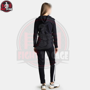 Solid Black Casual Wear Women Comfort <b>Crop</b> <b>Tops</b> Tracksuits For Ladies Hoodie With Stylish Jogger Pants For Active Wear Sets - Product Image 5