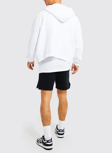 Sweat à capuche zippé en coton épais oversize, coupe décontractée à épaules tombantes, style streetwear unisexe, idéal pour l'hiver - Product Image 3