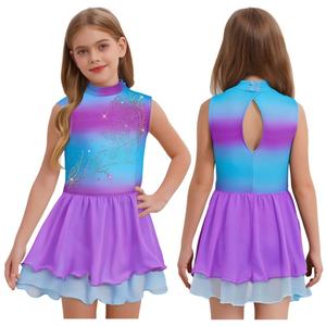 Costume de patinage artistique pour filles de 6 à 16 ans, robe dégradée pour performance de danse, entraînement professionnel de danse de salon, latine et moderne - Product Image 2