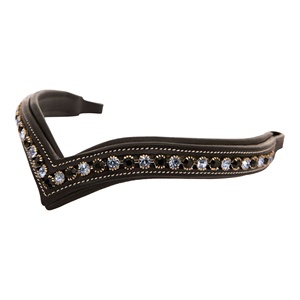 Trendy Horsekraft Customized English PU Leather Brow Band Horse Bridle Soft Padded Brown <b>Quick</b> Dry -Cob-Full <b>Linked</b> Crystals - Product Image 2