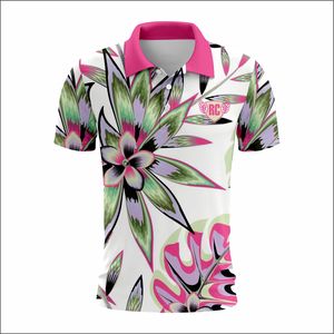 Camiseta polo de golf con estampado floral personalizado para hombre, transpirable, talla grande, sublimación, ropa informal de moda. - Product Image 4
