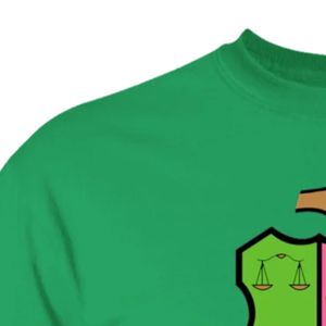 T-shirt pour femme personnalisé vert brodé avec motif, manches courtes, col rond, décontracté, avec design de blason coloré, streetwear tendance - Product Image 5