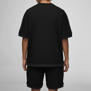 Nouvel ensemble décontracté d'été 2026 pour homme, 100 % coton, 2 pièces, coupe oversize, épaules tombantes, manches longues, imprimé, survêtement à la taille du genou - Product Image 2