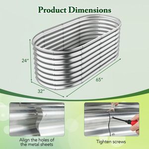 Fioriera Ovale Rialzata 5 x 3 x 2 Piedi con Fondo Aperto, Vaso in Metallo per Fiori e Piante - Design Moderno - Product Image 6