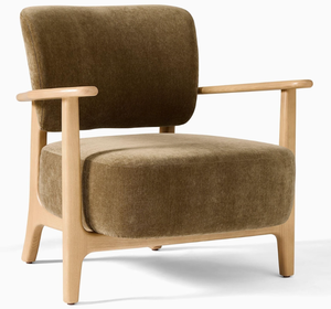 Fauteuil de salon moderne rembourré, fauteuil en bois, structure en bois massif, siège lounge pour meubles de maison - Product Image 1