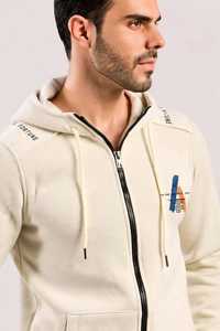 Sweat à capuche unisexe zippé en molleton 100 % coton, coupe oversize, style streetwear décontracté avec logo imprimé sur le devant, épais et chaud pour l'hiver - Product Image 2