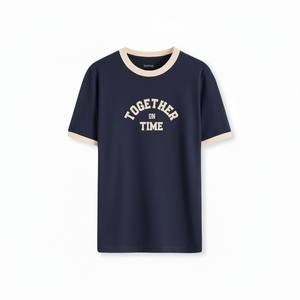 T-shirt décontracté pour homme à manches courtes en coton et polyester, coupe ajustée, uni, respirant, écologique, séchage rapide, 220 grammes, col rond - Product Image 4