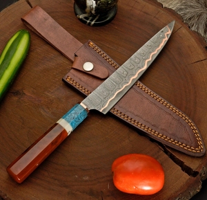 Cuchillos de Cocina LEGACY BLADES de Acero Damasco y Cobre Premium, Hechos a Mano, Mango de Resina, Logotipo Personalizado, Directo de Fábrica OEM - Product Image 1