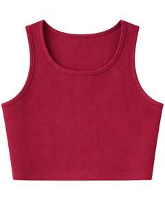 Ensemble décontracté deux pièces pour femme : débardeur court côtelé et short à cordon de serrage, rouge bordeaux, fabrication sur mesure, vente en gros - Product Image 2