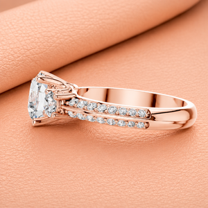 Anillo de Compromiso Elegante con Halo de Diamantes de Corte Redondo, Oro Rosa, Joyería Nupcial con Pavé, Certificado IGI, Anillo de Boda de Lujo, Regalo - Product Image 2