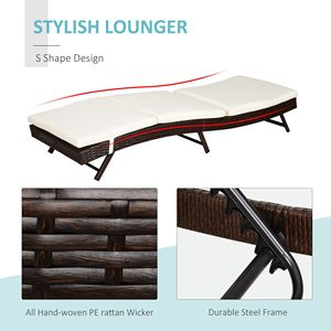 Sdraio da Patio Regolabile a 5 Posizioni, Sedia da Sole in Rattan PE per Esterni, 78 Pollici, con Cuscino per Prendere il Sole - Product Image 6