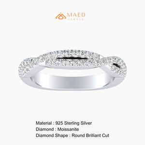 Anillo de Eternidad de Plata de Ley 925 con Moissanita Trenzada, Anillo de Boda de Diamantes para Mujer, EE. UU. - Product Image 6
