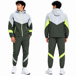 Custom <b>Reflective</b> Windbreaker Tracksuit Men Waterproof Hooded <b>Running</b> <b>Jacket</b> Jogger Set OEM ODM Wholesale Sportswear Manufacture - Product Image 2