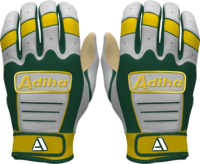 Guantes de Bateo Adiha Verdes, Amarillos y Blancos, de Cuero Acolchado, con Cierre de Gancho y Bucle, Unisex, para Adultos, Duraderos, Ligeros y Profesionales