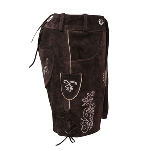 Lederhosen tradicional alemán Vintage de alta calidad para hombres y mujeres bordado personalizado longitud corta para Oktoberfest - Product Image 3