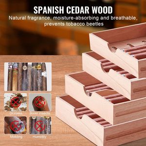 Humidor de Cigarros de Madera de Cedro Español Hecho a Mano, Caja de Almacenamiento de Escritorio con Vidrio para 50-100 Cigarros, Accesorio Digital - Product Image 3