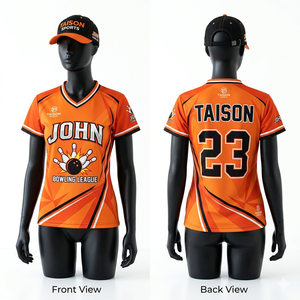 Premium 180 GSM Polyester Interlock Orange Black <b>Bowling</b> Jersey With Contrast Side Panels Custom Sublimation Print - Product Image 1