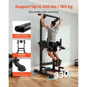 Torre Multifunzione per Allenamento 330 LBS con Stazione Dip Regolabile a 12 Livelli, Base Stabile, Supporto Schiena e Barra Trazioni - Product Image 3