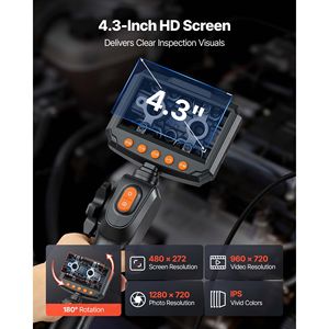 Endoscopio Industriale con Schermo IPS HD da 4,3 Pollici, Zoom 8X, Telecamera Boroscopica Articolata Bidirezionale, Impermeabile IP67 - Product Image 3