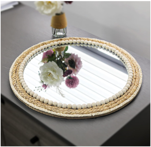 Vietnam Modern Grass Floral Round <b>Mirror</b> Handmade Wall Decor - Product Image 3