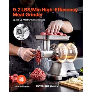 Tritacarne Elettrico Commerciale con Capacità di 9,2 Libbre/Minuto # Tritacarne 12 in 1 con 2 piastre, 3 tubi per insaccare salsicce e kit Kibbe incluso - Product Image 2