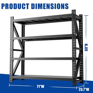 Heavy Duty Industrial Shelving Unit 5000LBS Capacity <b>Adjustable</b> Metal Garage <b>Shelves</b> 69"H X 71"W X 23.7"D - Product Image 3