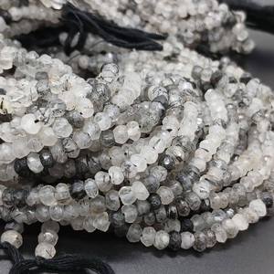 Natural Black Rutile Faceted Round Gemstone <b>Beads</b> Strand 3-5mm Loose Black Rutile Quartz <b>Beads</b> For Jewelry Making Wholesale Bulk - Product Image 2